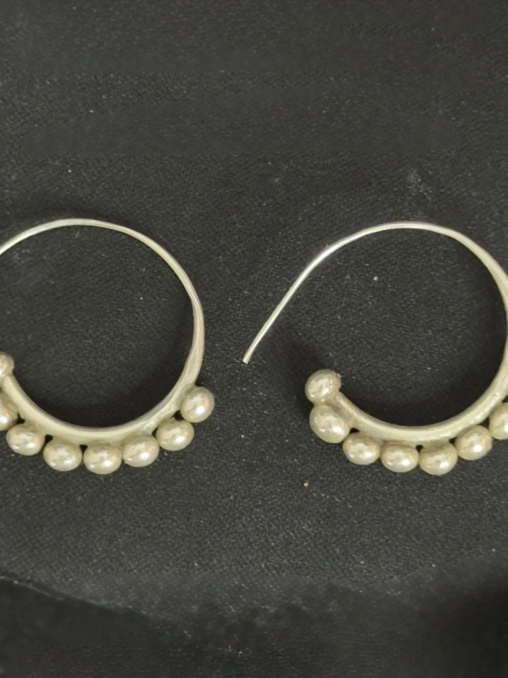 Sterling Silver Granulation Beaded Open Hoop Earrings